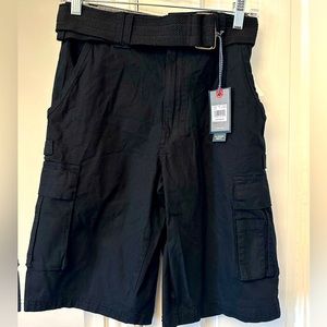 NWT Polo Kids Vertical Casual Black Belted Cargo Pocket Shorts Size 30